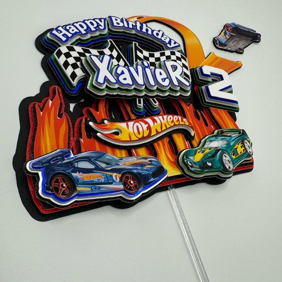 Hot Wheels car racing cake topper, Fully customizable - Picture 2 of 10